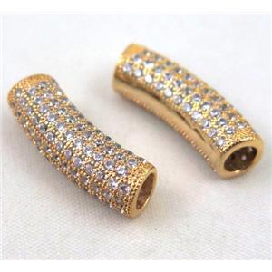 Zircon, copper spacer bead, gold plated, approx 7.5x22mm, 5mm hole [FDZN179]