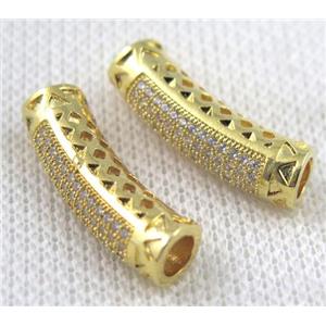 Zircon, copper spacer bead, gold plated, approx 6.8x22mm, 4.5mm hole [FDZN180]