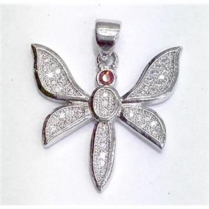 zircon, copper pendant, platinum plated, approx 18-22mm [FDZN223]