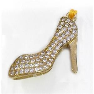 zircon, copper pendant, gold plated, approx 12-25mm [FDZN232]
