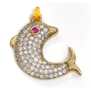 zircon, copper pendant, gold plated, approx 12-25mm [FDZN233]