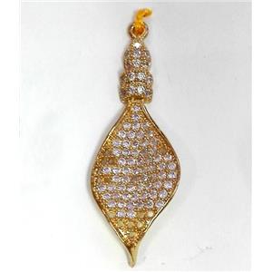 zircon, copper pendant, gold plated, approx 12-25mm [FDZN236]
