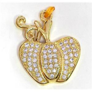 zircon, copper pendant, gold plated, approx 12-25mm [FDZN239]