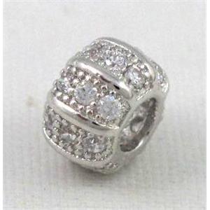 Zircon, bracelet spacer, copper bead, platinum plated, approx 5x7mm, 3mm hole [FDZN24]