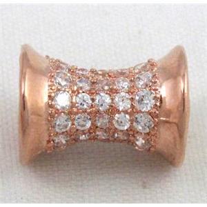 Zircon, bracelet spacer, copper tube bead, red copper, approx 10x13mm, 3-9mm hole [FDZN32]