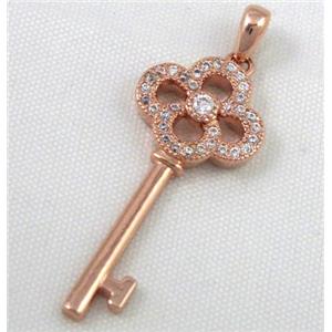 Zircon, copper pendant, red copper, approx 12x34mm [FDZN39]