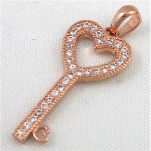 Zircon, copper pendant, red copper, approx 11x28mm [FDZN41]