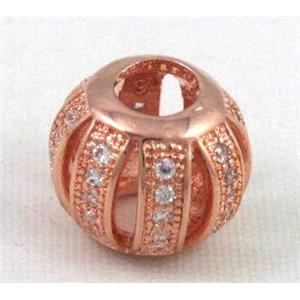 Zircon, bracelet bar, copper connector, red copper, approx 12mm dia, 5mm hole [FDZN44]