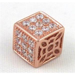 Zircon, bracelet spacer, copper bead, red copper, 6x6x6mm [FDZN51-6MM]