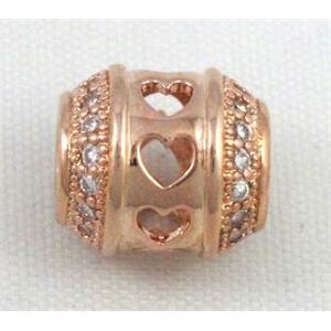 Zircon, bracelet spacer, copper bead, red copper, approx 9x11mm, 5mm hole [FDZN52]