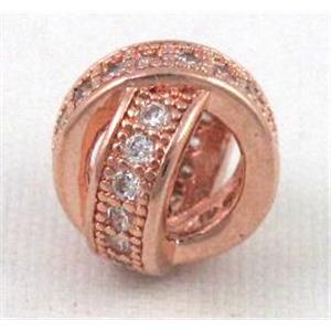 Zircon, bracelet spacer, copper bead, red copper, approx 8mm dia [FDZN54]