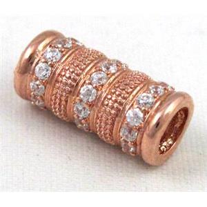 Zircon, bracelet spacer, copper tube bead, red copper, approx 7x14mm, 4mm hole [FDZN55]