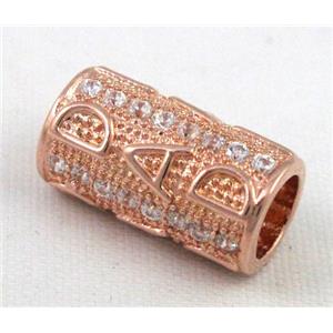 Zircon, bracelet spacer, copper tube bead, red copper, approx 8x15mm, 5mm hole [FDZN56]