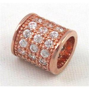 Zircon, bracelet spacer, copper tube bead, red copper, approx 8x8mm, 5mm hole [FDZN57]