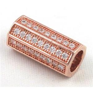 Zircon, bracelet spacer, copper tube bead, red copper, approx 8x15mm, 5mm hole [FDZN58]