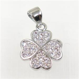 Zircon, copper pendant, platinum plated, approx 12mm dia [FDZN74]
