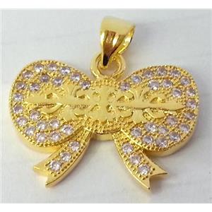 Zircon, copper pendant, gold plated, approx 20x15mm [FDZN80]