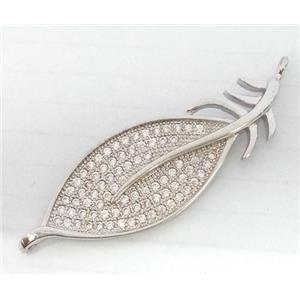 Zircon, copper pendant, platinum plated, approx 14x45mm [FDZN84]