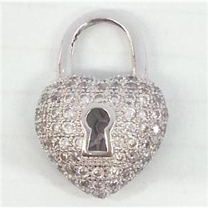 Zircon, copper pendant, platinum plated, approx 14x21mm [FDZN85]