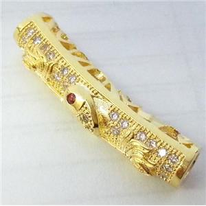 Zircon, bracelet bar, copper tube, gold plated, approx 6x20mm [FDZN97]