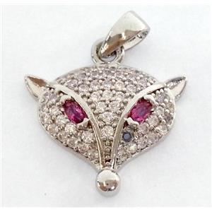 paved zircon copper pendant, platinum plated, approx 20x25mm [FDZN99]