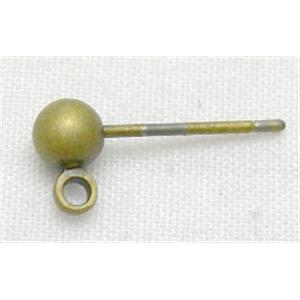 Post Earring, copper, antique bronze, 4mm ball, 14.3mm length [FD-BP-RHE]