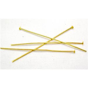 Tack HeadPin, iron, gold plated, 4.5cm length [GP-PIN-HEAD-4.5CM]