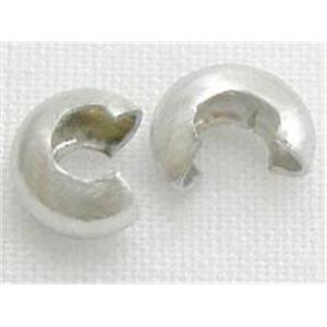 Crimp Cover Beads, copper, silver plated, approx 4mm dia [FDCC004SP-4MM]