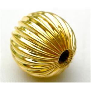 round corrugated beads, copper, gold plated, approx 10mm [GP-BALL-10MM]