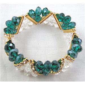 Chinese Crystal Glass Bracelet, rhinestone, stretchy, 60mm dia, bead:8mm [FGBR11]