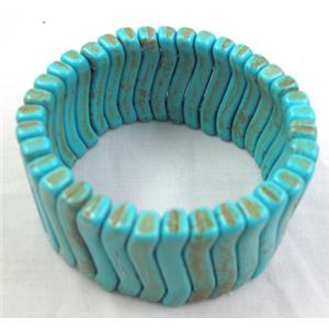 Turquoise Bracelet, stretchy, 65mm dia, bead:30mm length [FGBR12]
