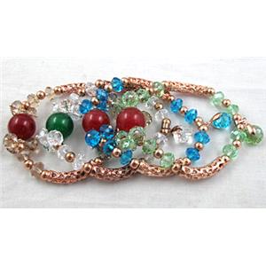 Chinese Crystal Glass Bracelet, stretchy, mixed, 60mm dia [FGBR14]