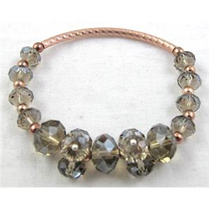 Chinese Crystal Glass Bracelet, stretchy, smoky, 60mm dia, glass bead:12mm, 8mm [FGBR17C02]