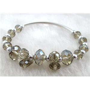 Chinese Crystal Bracelet, silver champagne, 60mm dia, glass bead:12mm, 8mm [FGBR17C05]