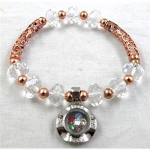 Chinese Crystal Glass Bracelet, stretchy, clear, 60mm dia [FGBR18C01]