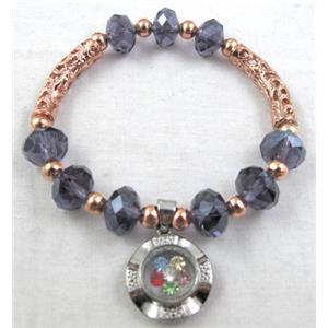 Chinese Crystal Glass Bracelet, stretchy, grey, 60mm dia [FGBR18C02]