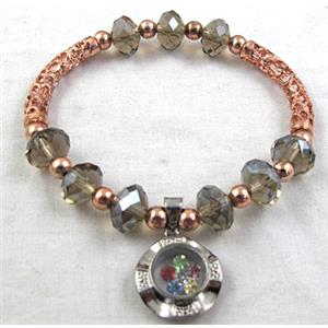 Chinese Crystal Glass Bracelet, stretchy, smoky, 60mm dia [FGBR18C03]