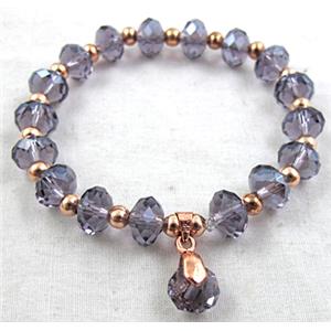 Chinese Crystal Glass Bracelet, stretchy, 60mm dia, bead:8mm [FGBR19C06]