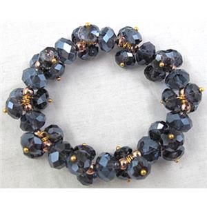 Chinese Crystal Glass Bracelet, stretchy, 70mm dia, glass bead:10mm, 8mm [FGBR23C03]