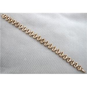 14k Gold Plated Alloy Bracelet, Nickel Free, Lead Free, 10x16mm, 8 inch length, 14k gold [FGBR250-6540003]