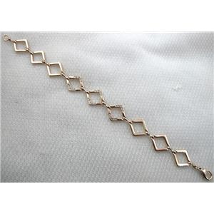 14k Gold Plated Alloy Bracelet, Nickel Free, Lead Free, 16x18mm, 8 inch length, 14k gold [FGBR251-6530001]