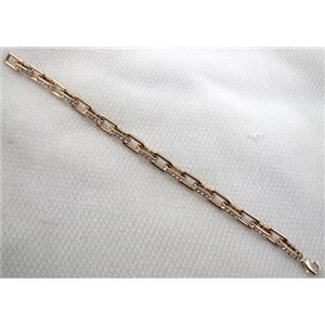 14k Gold Plated Alloy Bracelet, Nickel Free, Lead Free, 10x15mm, 8 inchlength, 14k gold [FGBR254-6530003]