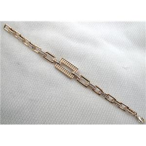 14k Gold Plated Alloy Bracelet, Nickel Free, Lead Free, 15x25mm, 10x15mm, 14mm length, 8 inch length [FGBR255-6530005]