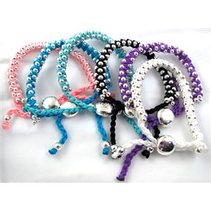 Fashion Bracelets, resizable, nylon and copper bead, mixed, 8mm dia, approx 25cm length [FGBR257]