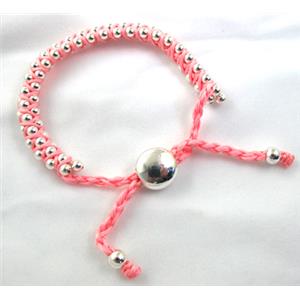 Fashion Bracelets, resizable, nylon and copper bead, 8mm dia, approx 25cm length [FGBR257C01]