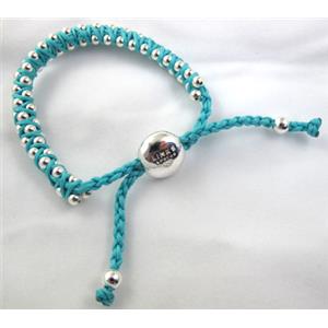 Fashion Bracelets, resizable, nylon and copper bead, 8mm dia, approx 25cm length [FGBR257C03]
