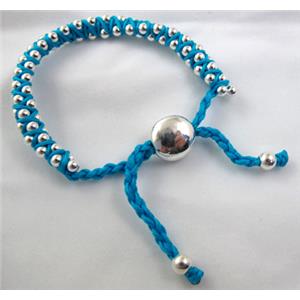 Fashion Bracelets, resizable, nylon and copper bead, 8mm dia, approx 25cm length [FGBR257C06]
