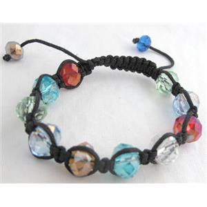 Chinese Crystal Glass Bracelet, resizable, colorful, 12mm bead, 8 inch length [FGBR258C09]