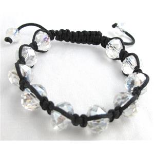 Chinese Crystal Glass Bracelet, resizable, clear, 12mm bead, 8 inch length [FGBR258C10]