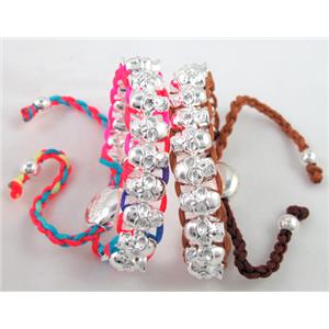mix Friendship Bracelets, skull, resizable, hand-made, 10mm wide, 8 inch length [FGBR262]